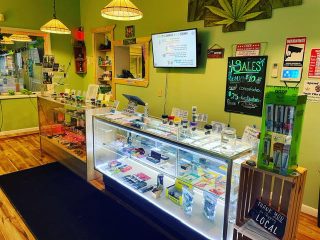 This photo is taken from The Joint Premium Dispensary store. This is the product display area. Various products sold from The Joint are shown here.