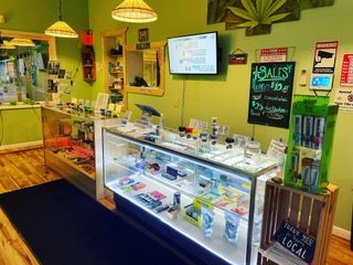 This photo is taken from The Joint Premium Dispensary store. This is the product display area. Various products sold from The Joint are shown here.